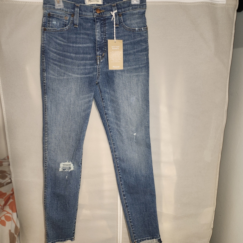 Madewell Medium Blue Distressed Skinny Jeans